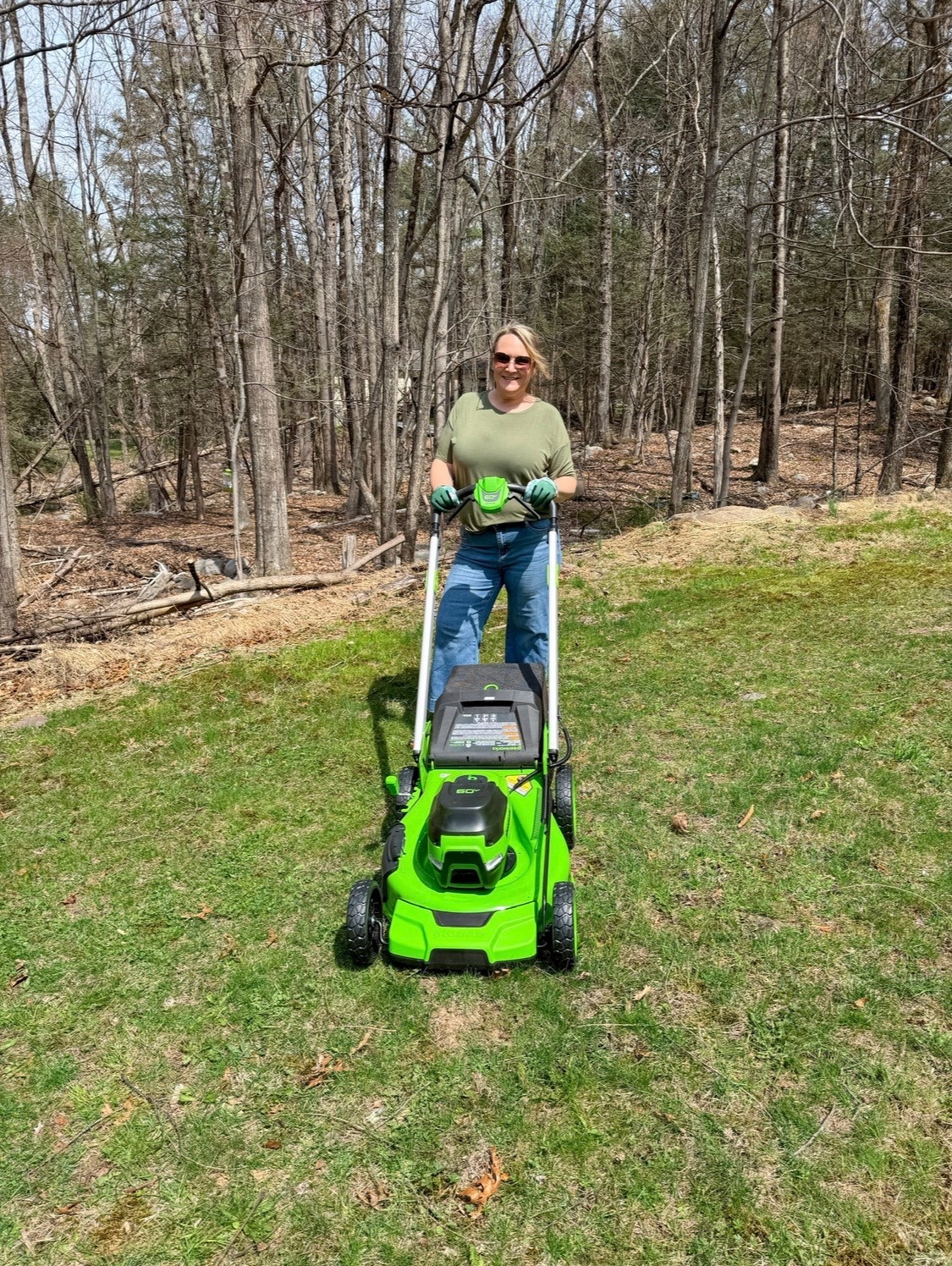 Replace dangerous emissions, smells, hassles, and maintenance with Greenworks 60V 21" Battery Powered Push Lawn Mower. The intelligent brushless motor technology provides constant, fade-free power equivalent to 150cc gas powered lawn mowers. Lawn mower mows up to 0.5 acres on a single charge, and battery fully recharges in just 100 minutes. The heavy-duty steel cutting deck with eight-position, single-lever cutting height adjustment provides maximum airflow for excellent cuts, and features our four-in-one design for mulching, side discharge, or bagging, with added turbo button for better lift when picking up leaves

#LTKHome #LTKSeasonal #LTKdayinmylife
