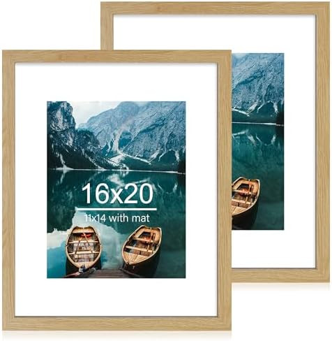 16x20 Frames Set of 2, Natural Oak Wood Style - Display 16 x 20 Picture without Mat or 11x14 Pict... | Amazon (US)