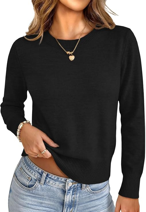 UNCLECAT Women's Cropped Long Sleeve Sweaters Crew Neck Knit Pullover | Business Casual Tops,Crop... | Amazon (US)