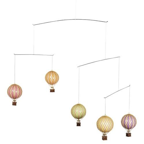 Isabella Modern Classic 5-Hanging Pastel Hot Air Balloon Décor | Kathy Kuo Home