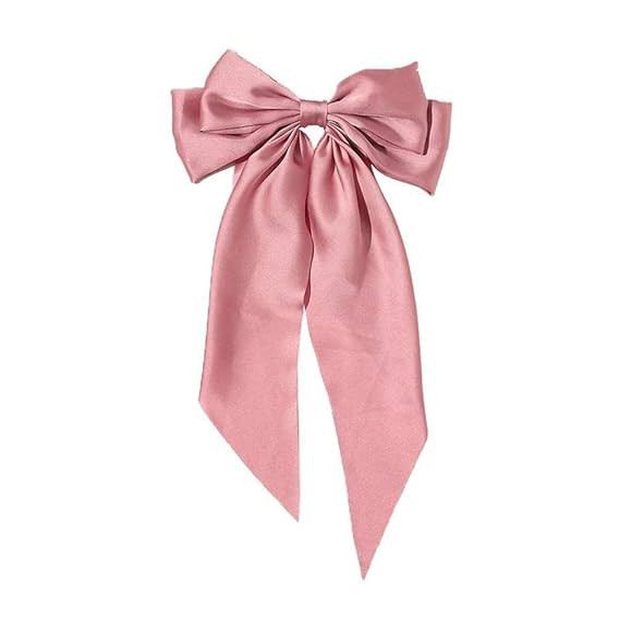 ROWAG Ribbon Hairclip Vintage Satin Bow Bowknot Hairpin Women Hair Clip (Pink) | Amazon (US)