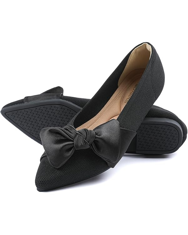 Semwiss Pointed Toe Ballet Flats for Women Slip On Comfortable Flats with Bow Dressy Casual Work ... | Amazon (US)