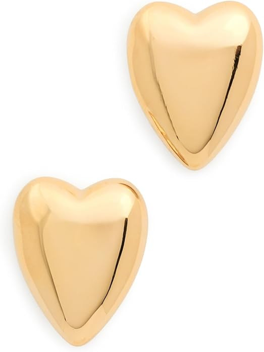 By Adina Eden Women's Solid Puffy Heart Stud Earrings, Gold, One Size | Amazon (US)