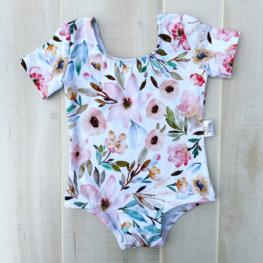 Short Sleeve Floral Leotard Baby Leotards Newborn Leotards - Etsy | Etsy (US)