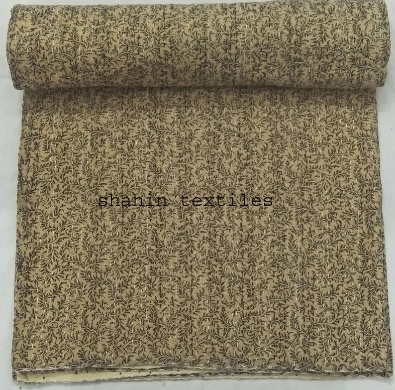 Indian Handmade Floral Printed Kantha Throw Blanket | Etsy | Etsy (US)