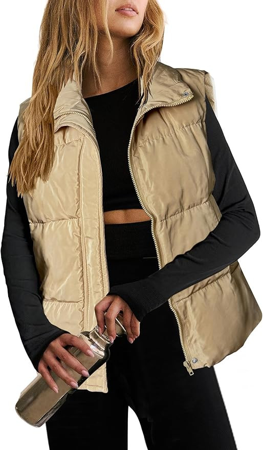Zeagoo Women Puffer Vest Lightweight Stand Collar Sleeveless Winter Warm Zip Up Padded Outerwear ... | Amazon (US)