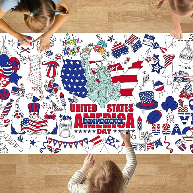 PADTIC Independence Day Giant Coloring Poster,35x72Inch 4th of July Drawing Paper Coloring Tablec... | Amazon (US)