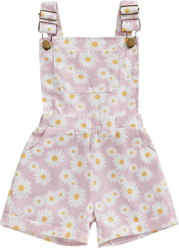 Toddler Baby Girl Sunflower Print Overalls Shorts with Pocket Suspender Trousers Cute Summer Clot... | Amazon (US)
