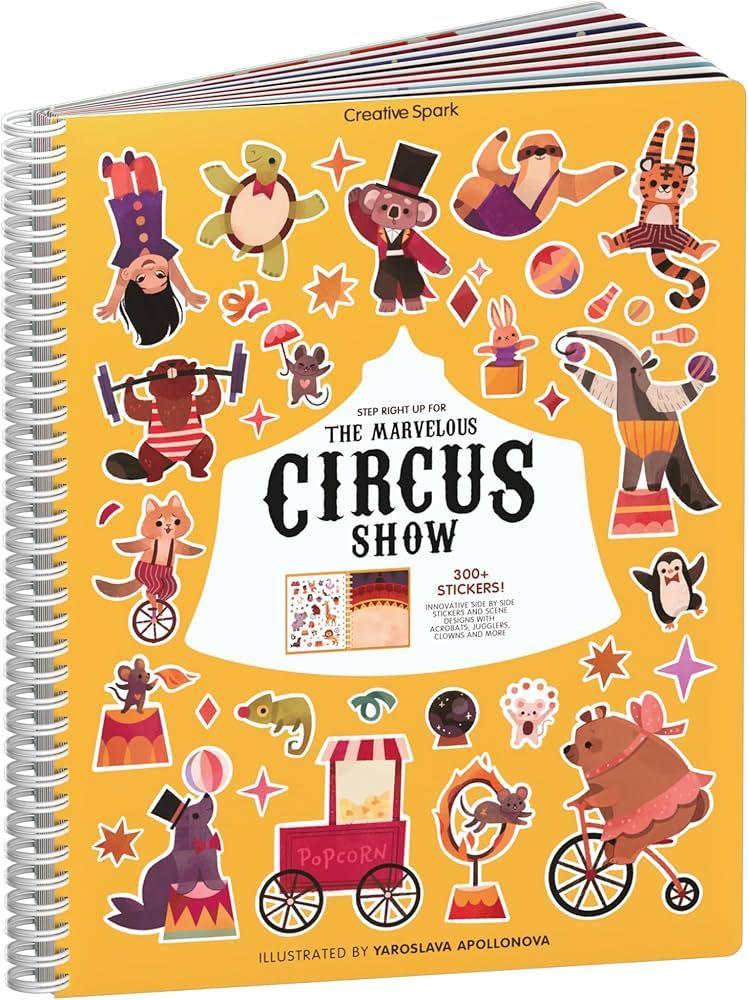 Cupkin Circus Show Sticker Book Activity for Kids, Side by Side Sticker Book, Toddler Travel Esse... | Amazon (US)