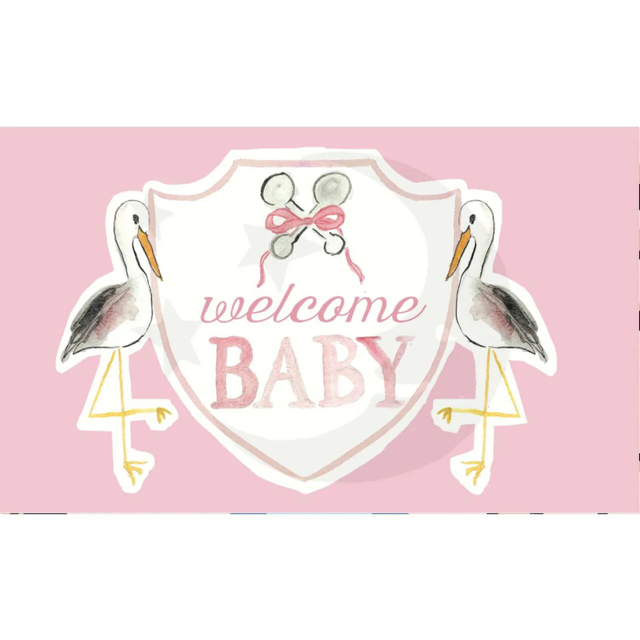 Welcome Baby Stork Flag: Pink | Loozieloo