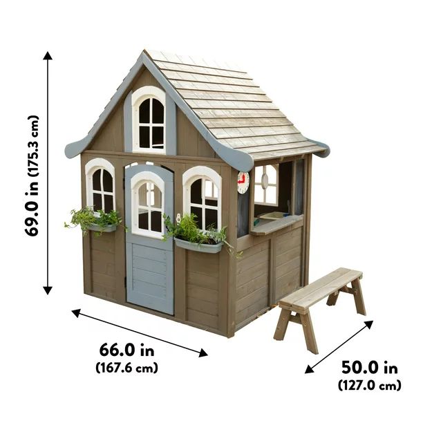 KidKraft Forestview II Wooden Outdoor Playhouse with Ringing Doorbell, Bench and Kitchen - Walmar... | Walmart (US)