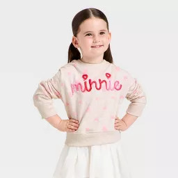 Toddler Girls' Disney Minnie Mouse Valentines Fleece Sweatshirt - Beige | Target
