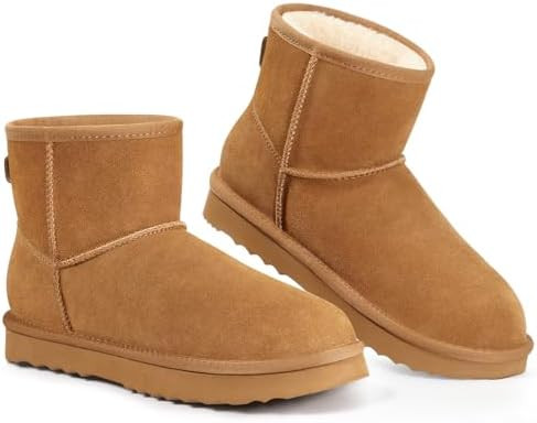 KIDMI Women's Classic Genuine Suede Mini Boots Fuzzy Snow Booties with Fur Lined | Amazon (US)