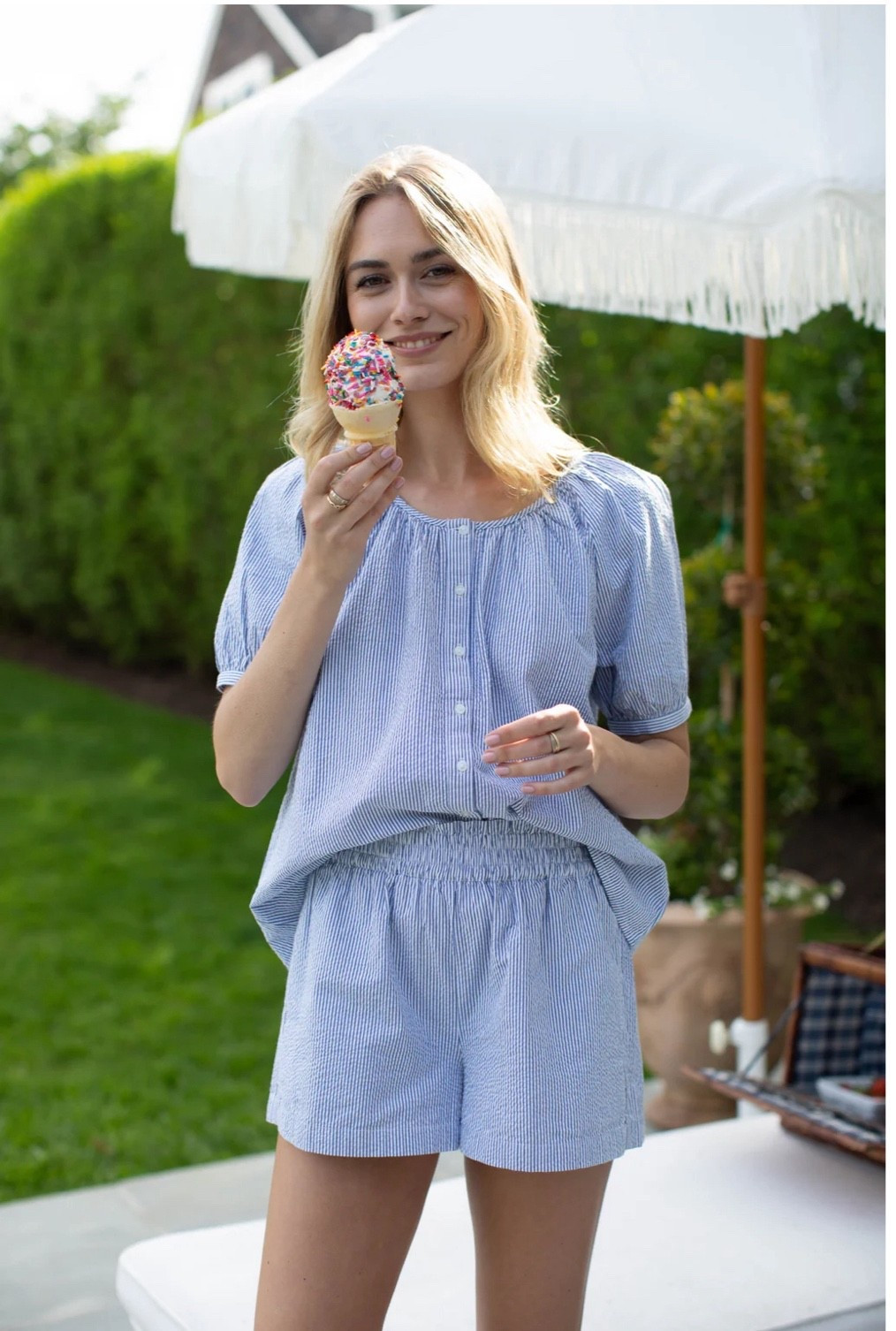 Americana summer part two by Marea. Love this blue pinstripe seersucker set!

#LTKStyleTip #LTKTravel #LTKSeasonal