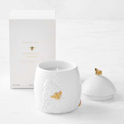 Williams Sonoma Honeycomb Bee Candle, Lilac, Porcelain | Williams-Sonoma