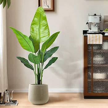 Artificial Bird of Paradise Plant, Green Leaves,Adjustment-Free Branches Artificial Tree for Indo... | Amazon (US)