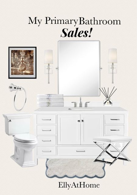 My primary bathroom details. We ordered the vanity on sale, without top, sconce lighting on sale, pivot mirror. Kohler toilet and sink, towels on sale. I’m loving the scallop rug on sale, more bathroom decor accessories. Free shipping. Amazon, Lowe’s, Pottery Barn, Wayfair sales. 


#LTKSaleAlert #LTKFindsUnder50 #LTKHome