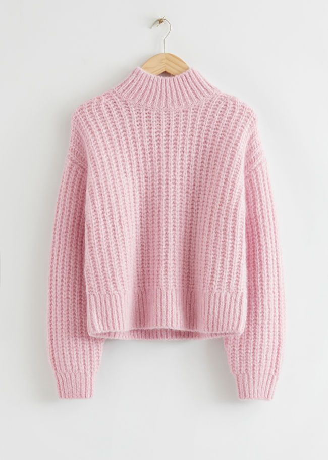 Fluffy Mock Neck Ribbed Sweater | & Other Stories US