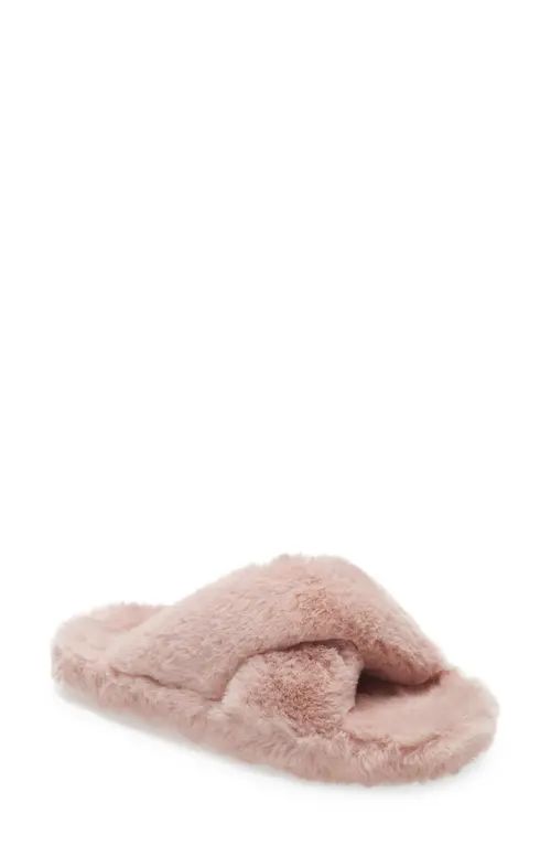 Ted Baker London Lopply Faux Fur Slipper in Dusky-Pink Woven Unwashed at Nordstrom, Size 11Us | Nordstrom