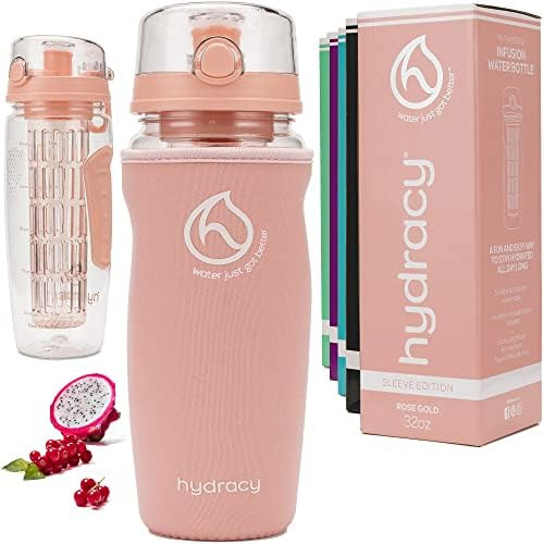 Fruit Infuser Water Bottle - 32oz Sports Bottle - Insulating Sleeve, Time Marker & Full Length Infus | Amazon (US)