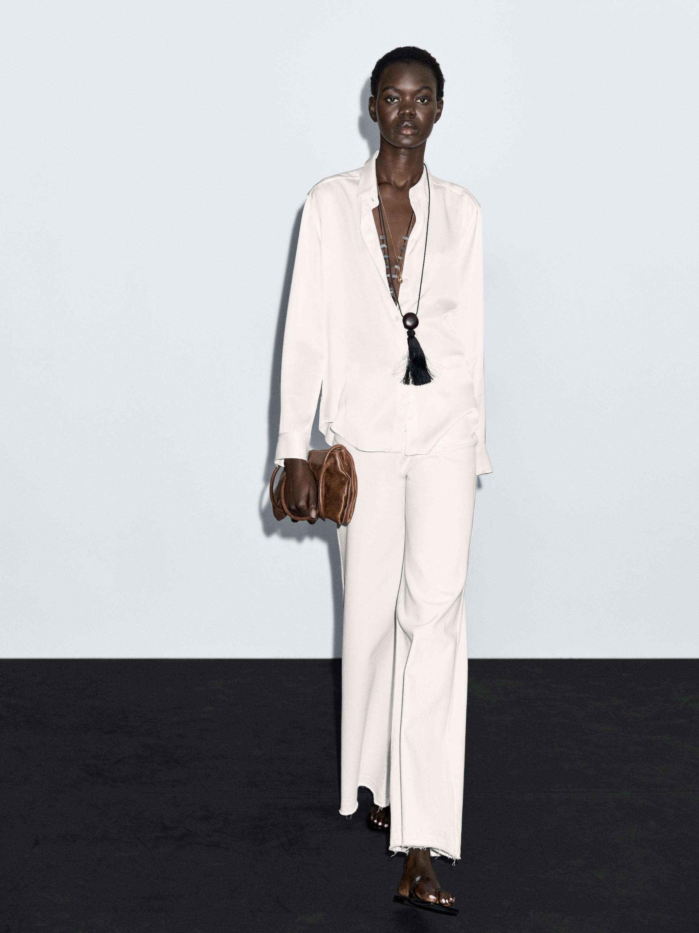 Flowing satin shirt | Massimo Dutti UK