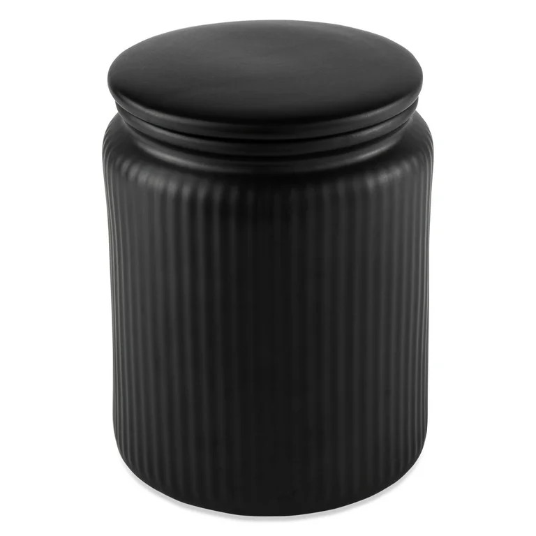 Thyme & Table Large (1.9 L) Ceramic Ribbed Kitchen Organization Jar, Black | Walmart (US)
