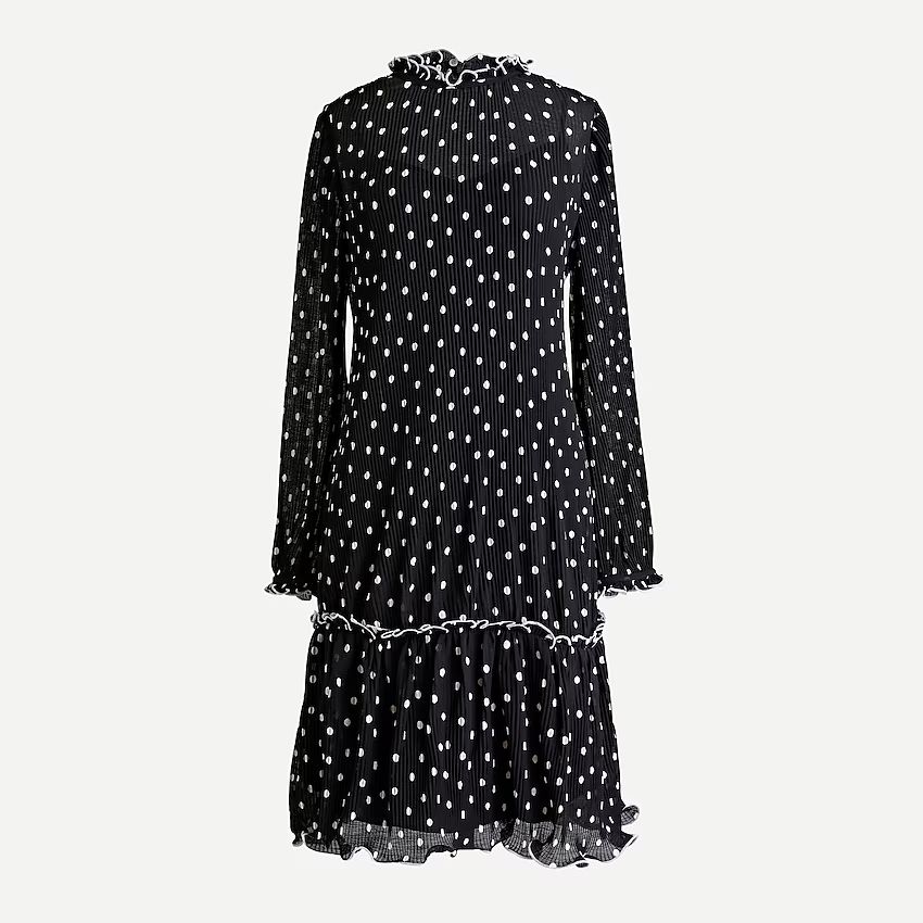Ruffled pleated polka-dot midi dress | J.Crew US
