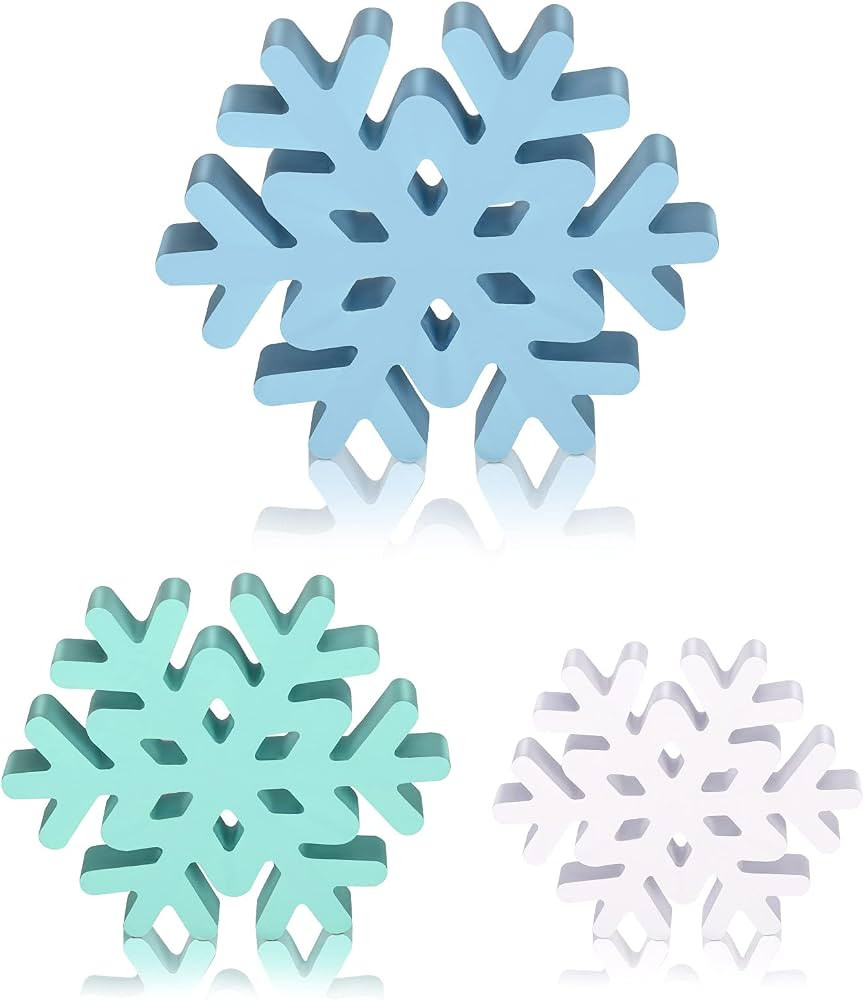 3 Pieces Christmas Home Sign Wooden Snowflake Table Snowflake Home Decor Winter Snowflake Freesta... | Amazon (US)