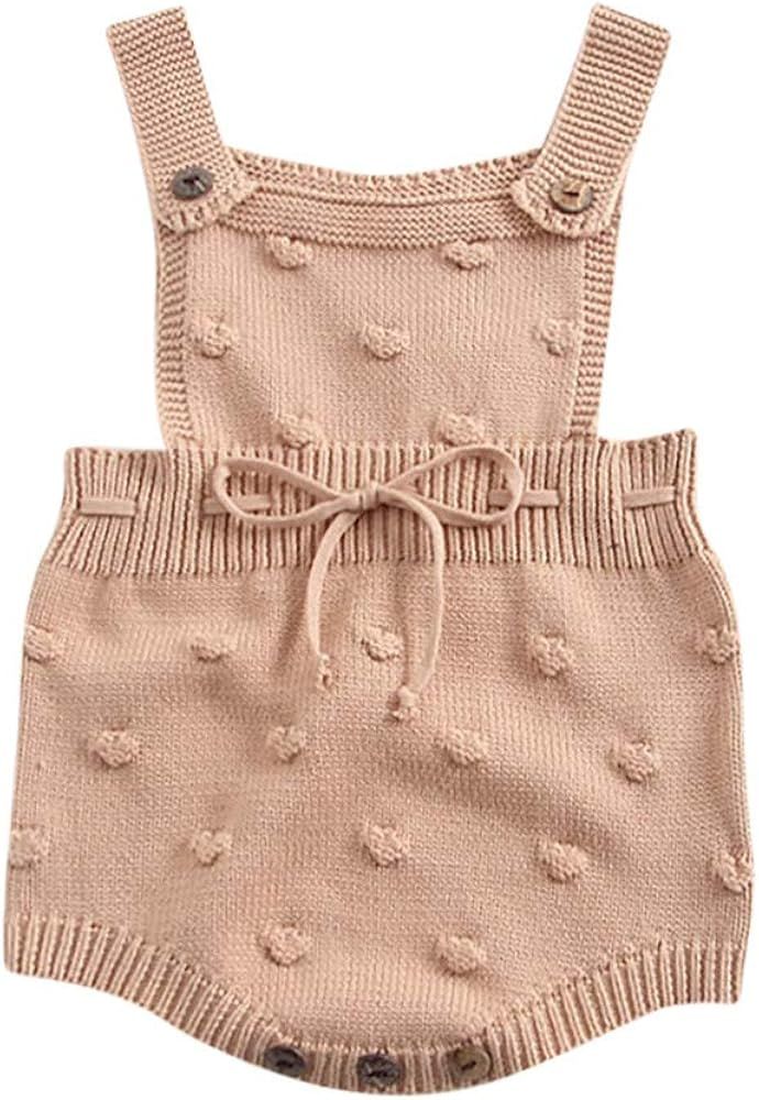 Amazon.com: Waymine Infant Baby Boys Girls Knit Romper Suspender Bubble Bal Crochet Bodysuit Brow... | Amazon (US)