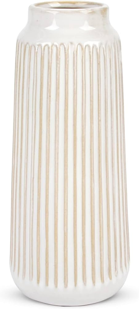 LiteViso 9 Inch White Ceramic Vase, Flower Vase Modern, Boho Vases for Pampas Grass Home Decor, D... | Amazon (US)