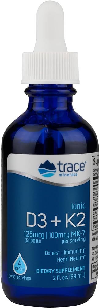 Trace Minerals | Liquid Ionic Vitamin D3 + K2 | 125 mcg (5,000 IU) D3, 100 mcg K2 | Concentrated ... | Amazon (US)