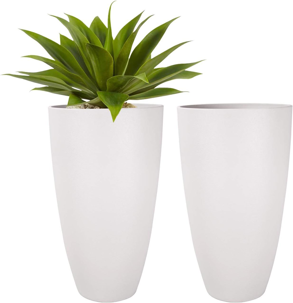 LA JOLIE MUSE Tall Planters Outdoor Indoor - Tree Planter 20 inch Modern White Flower Pots with D... | Amazon (US)