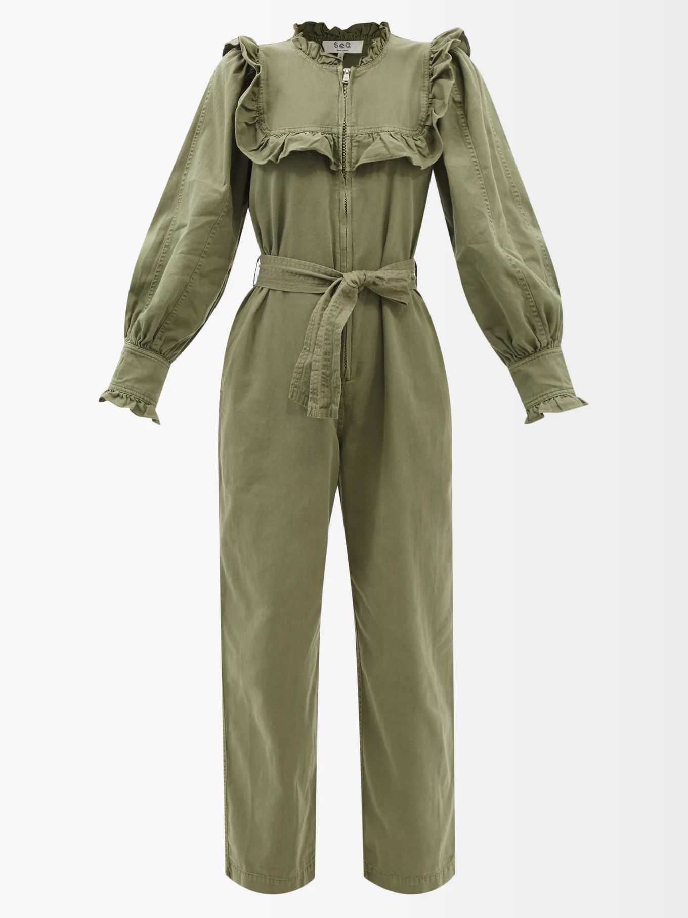 Stan ruffled sandwashed-twill jumpsuit | Matches (UK)