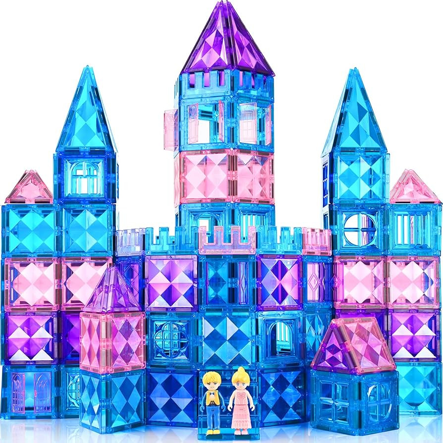 BENOKER 102pcs Frozen Castle Magnetic Tiles - 3D Diamond Building Blocks, STEM Educational Kids T... | Amazon (US)