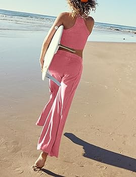 Ugerlov Women's Two Piece Summer Sets Ribbed Tank Crop Top Wide Leg Pants 2 Piece Outfits Matchin... | Amazon (US)