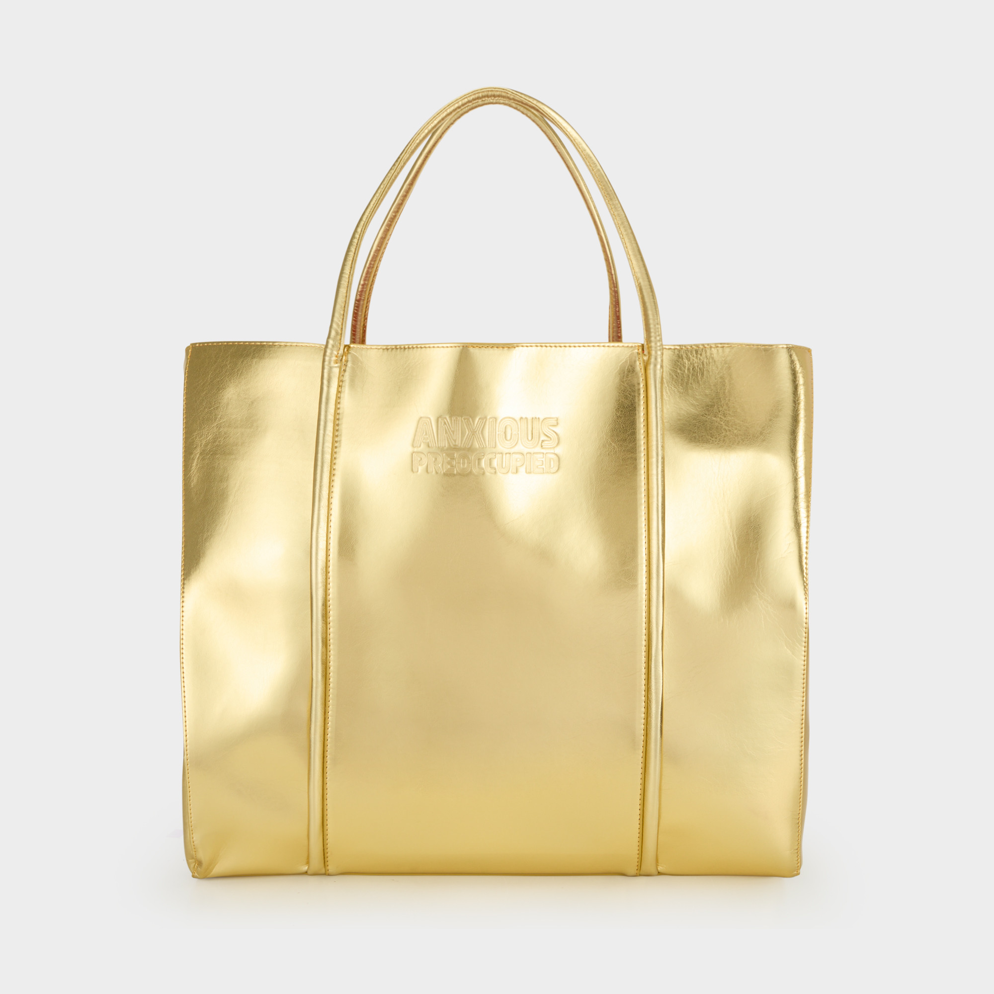 ANXIOUS PREOCCUPIED Oversized Logo Tote Bag - Gold Orange | Brown Thomas (IE)