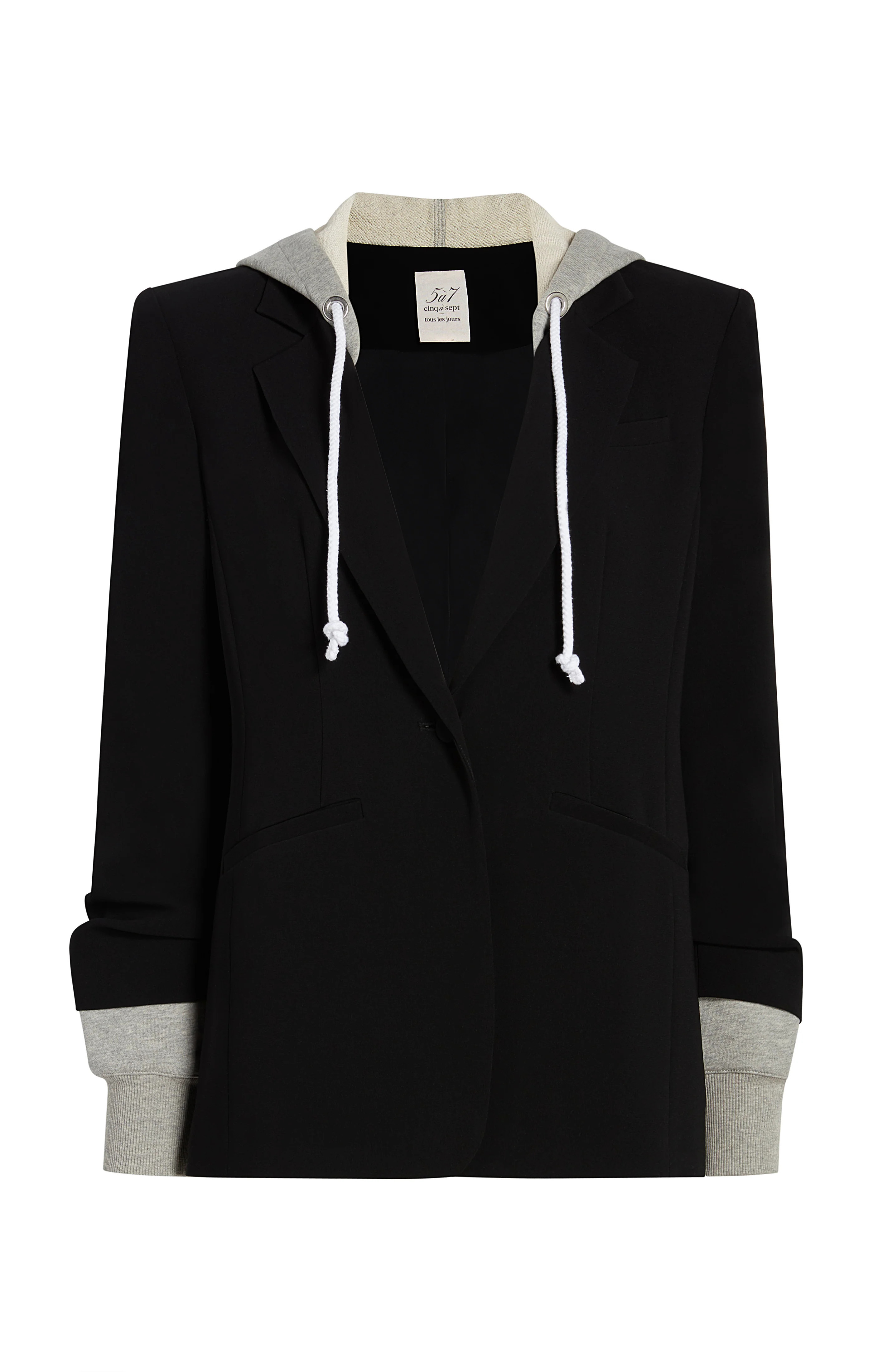 Hooded Khloe Blazer 4 / Black/Heather Grey | Cinq à Sept