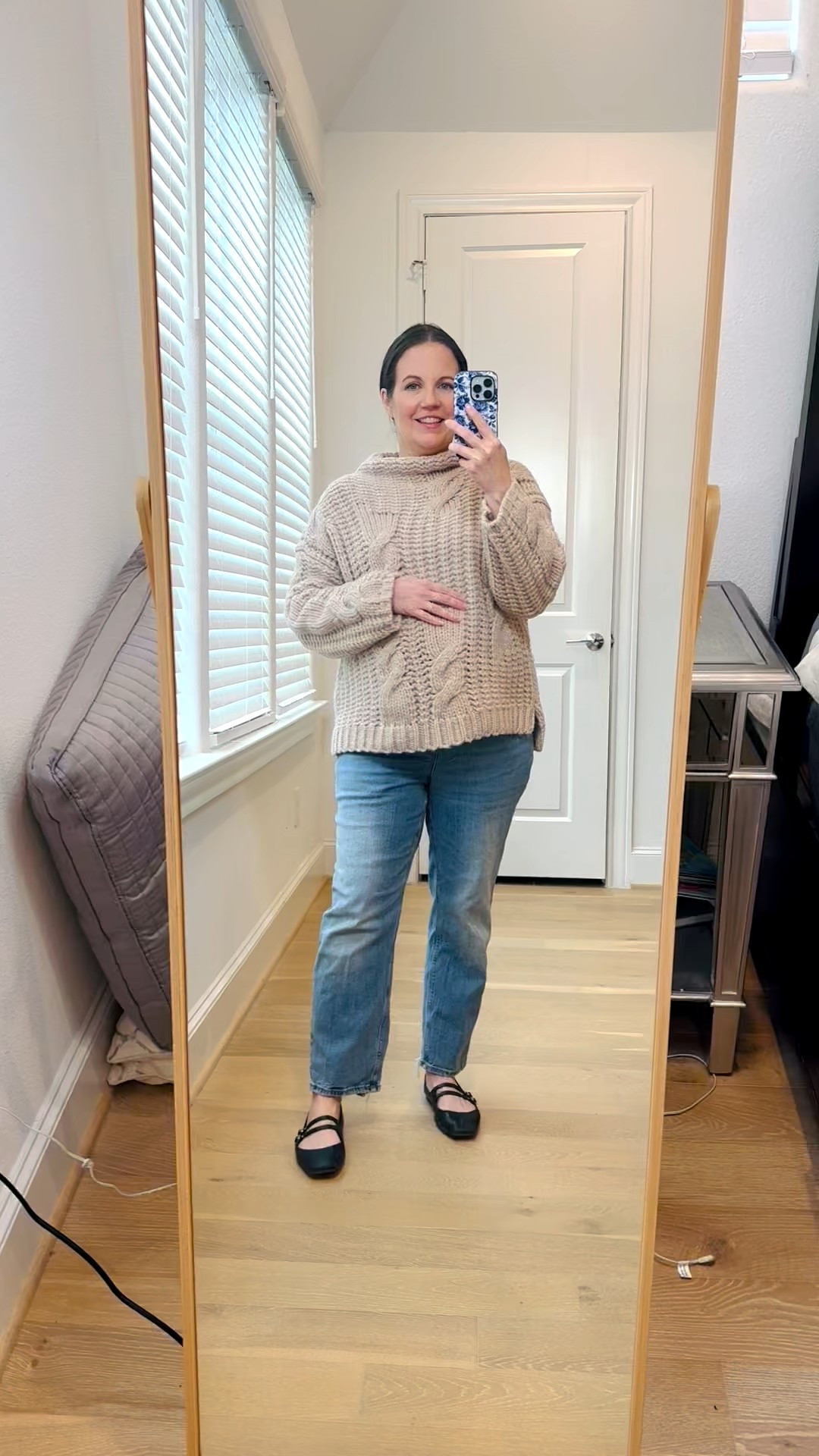 Cozy Neutral Winter Outfit 

Adding this look to my winter look book because it’s such a simple and polished pregnancy outfit. I’m wearing the classic Mock-Neck Cable Wool Blend Sweater with my favorite maternity jeans for a cute and easy maternity outfit idea. The texture of the sweater makes it perfect for everyday casual winter outfits, and the fit is so cozy for cold days.

I finished the look with simple black Mary Jane flats for a feminine touch that still feels comfortable enough for all-day wear. If you’re building a winter wardrobe during pregnancy, this combo is one you’ll reach for over and over.

#LTKootd #LTKBump #LTKSeasonal