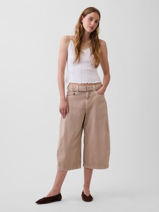 Mid Rise Belted Culotte Barrel Pants | Gap (US)