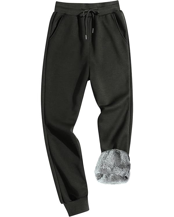 MACHLAB Men's Winter Fleece Joggers Pants Sherpa Lined Sweatpants Warm Thick Track Pants | Amazon (US)