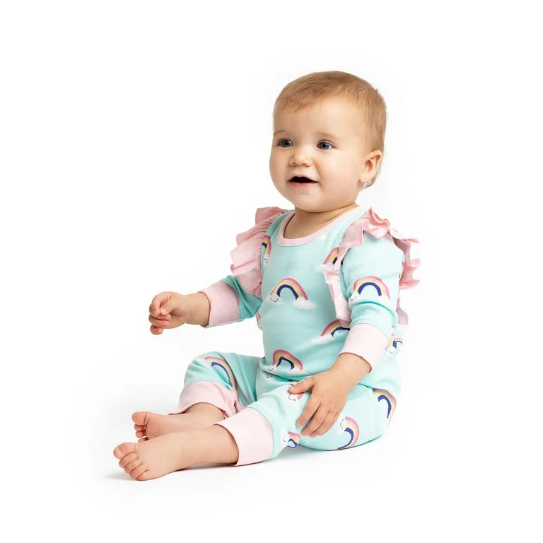 Paris Hilton x Monica + Andy Organic Cotton Baby Double Ruffle Romper, Sizes 0/3 Months-18 Months | Walmart (US)