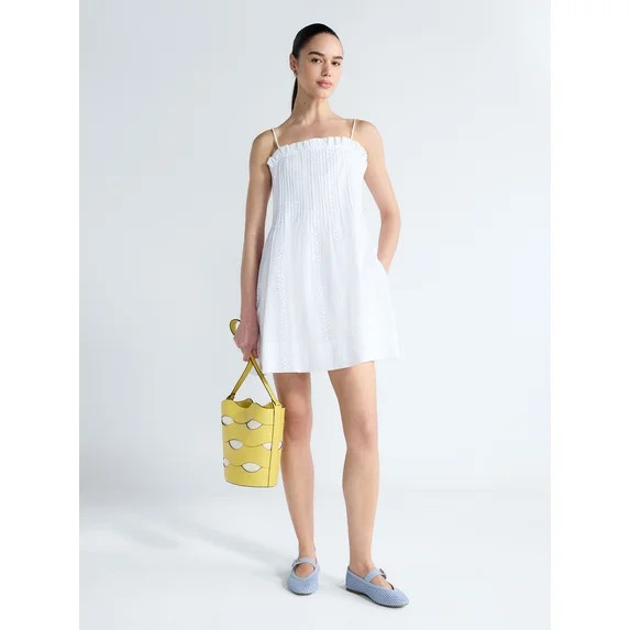 Free Assembly Women’s Pintuck Cotton Eyelet Mini Dress, Sizes XS-XXL | Walmart (US)