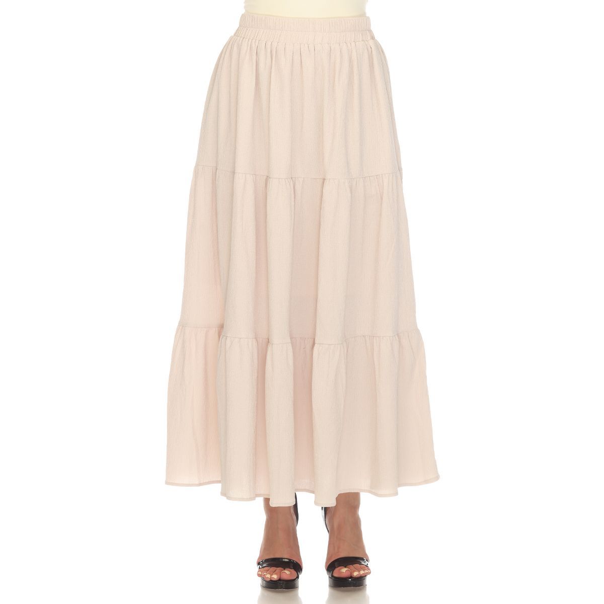 Women's Pleated Tiered Maxi Skirt Beige Small -White Mark | Target