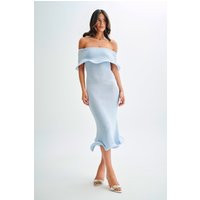 Molly Off Shoulder Knit Midi Dress - Sky Blue I MESHKI I Size XXL | MESHKI US