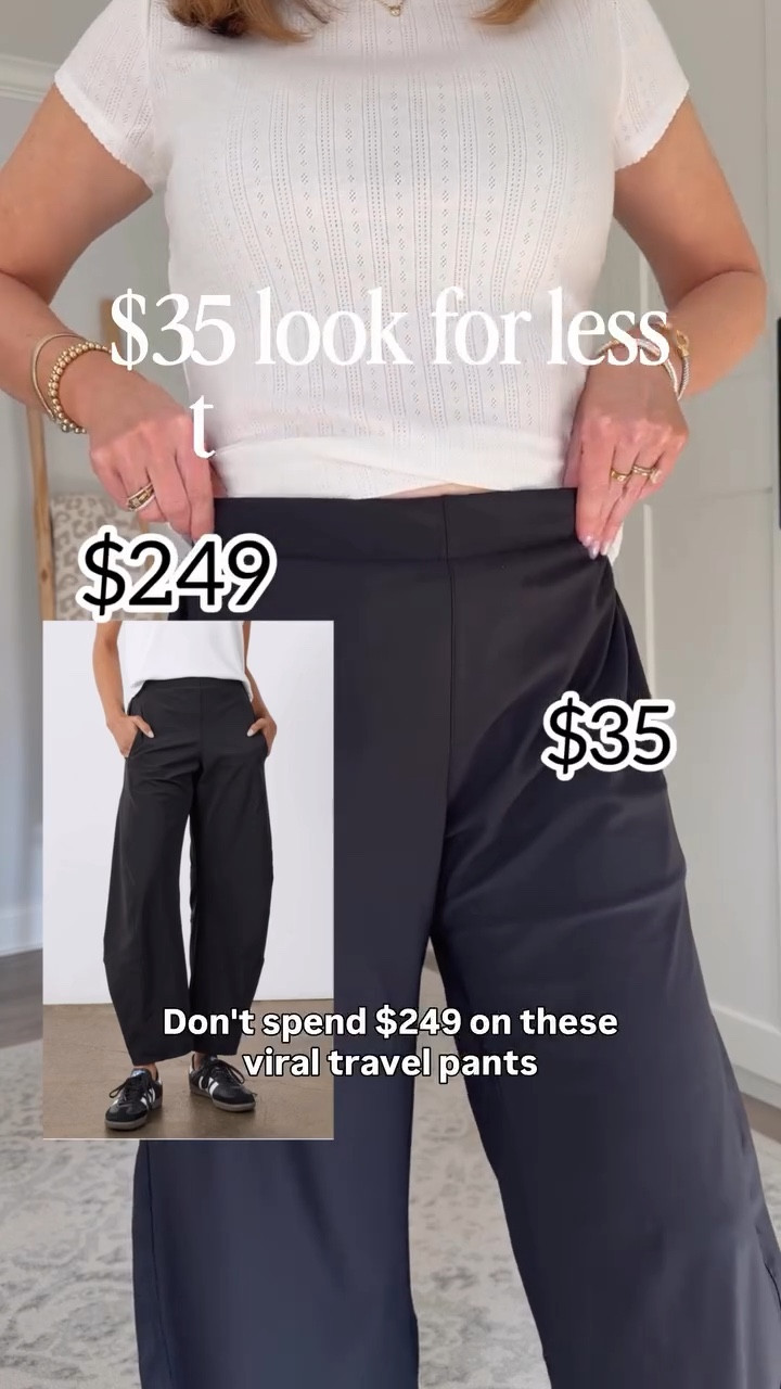 Don’t spend $249 on the viral travel pants🙅🏼‍♀️I found this pair for just $35! The fit, style and feel is the exact same. And they come in NINE colors and sizes XS-XL. They’re so comfortable, elevated and versatile; wear the to work or with a sweatshirt and sneakers 👏🏼👏🏼

Pull on barrel pants, travel outfit, versatile over 40 style, spring trends 2026, how to style trends over 40, style over 40, business casual spring outfit, luxuryinspired, over40style, amazonoutfit

#LTKootd #LTKWorkwear #LTKOver40