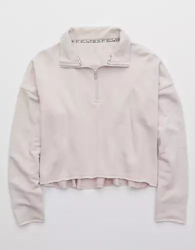 Aerie Sunday Soft Cropped Quarter Zip Sweatshirt | American Eagle Outfitters (US & CA)