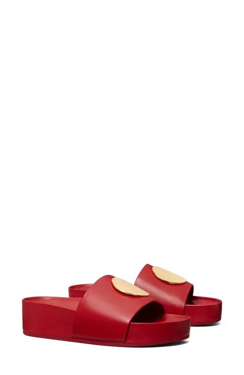 Tory Burch Patos Platform Slide Sandal in Tory Red /Gold at Nordstrom, Size 8.5 | Nordstrom