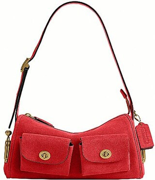 COACH Haversack 27 Suede Turnlock  Kisslock Pocket Shoulder Bag - Candy Apple | Dillard's