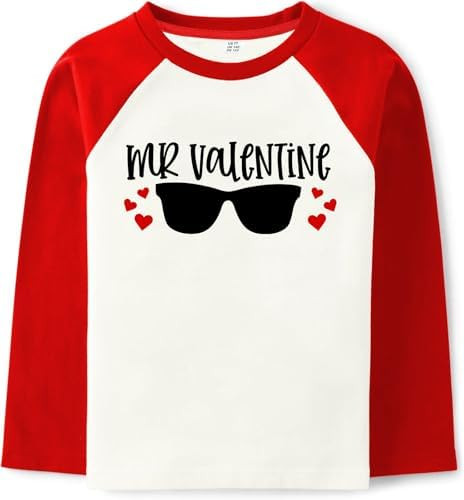 Sineeko Toddler Boys Girls Valentine's Shirt Raglan Long Sleeve Tees Truck Hearts Kids Tops 2-7 Y... | Amazon (US)