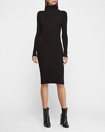 ribbed turtleneck bodycon sweater dress | Express